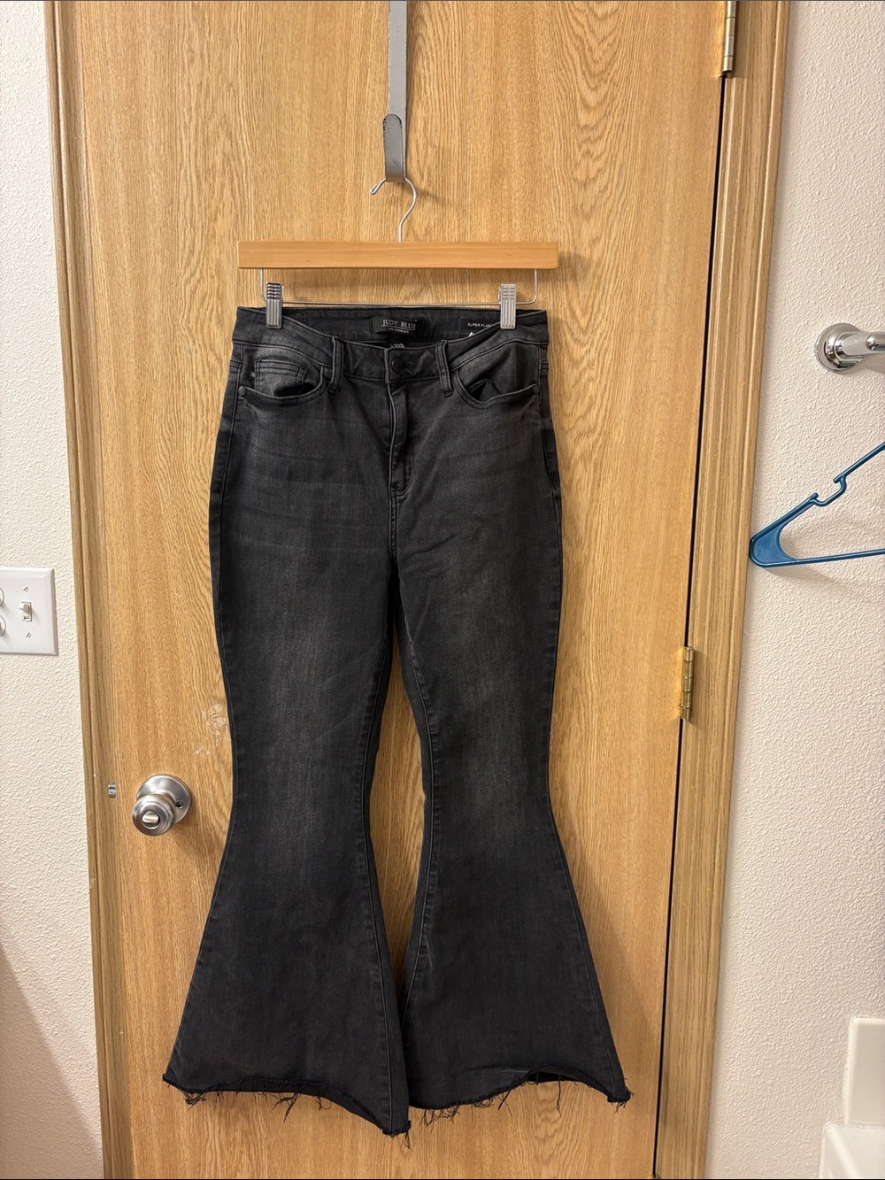 Judy Blue Black Flare Jeans with Raw Hem
